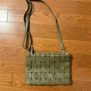 Anthropologie Lindy Woven Clutch Olive Green - Crossbody Bag